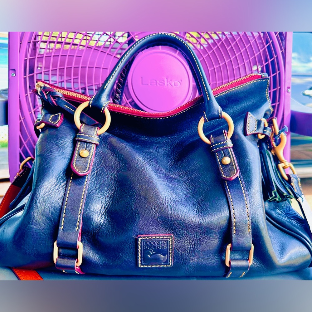 Dooney Florentine Large Navy Leather Satchel